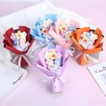 Finished Mother's Valentine's Day Crochet Bouquet Creative Artificial Flowers Knitted Puff Bouquet for Floral Use for sale