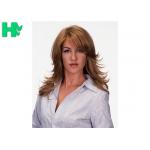 Brown Color Non Lace Long Synthetic Hair Wigs For Womens , Natural Looking for sale