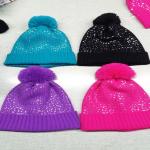 Acrylic Customizing Cheap Bling Bling wholesale beanie caps  Knitted Adult Pom Pom Hat for sale