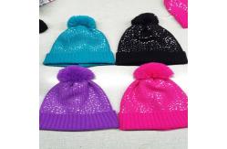 China Acrylic Customizing Cheap Bling Bling wholesale beanie caps  Knitted Adult Pom Pom Hat supplier