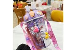 China Double Straw Bottle Transparent Eco Friendly Double Layer Plastic Water Milk Bottle supplier