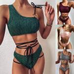 Swimming Two Pink Bikini Set UPF 50++ Sexy Ladies Bikini Nylon Fabric for sale