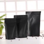 Black Stand Up matte Finish Printing Coffee Bag with Zipper and Tear nick for sale