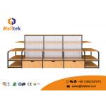 Customized Wooden Retail Displays Wooden Display Wall Shelves Stainless Steel Frame for sale