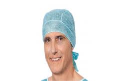 China Polypropylene Disposable Head Covers / Disposable Surgical Caps With Tie On supplier