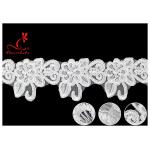 French Corded Nylon Wedding Lace Trim / Customized Embroidery Floral White Lace Ribbon for sale