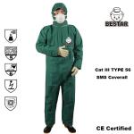 Type 5 6 SMS Waterproof Disposable Coveralls Type 5 & 6 Suits With Hood For Asbestos for sale