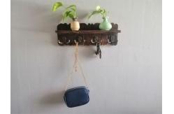 China 15.75 Inch, 4 Pieces Double Metal Hooks, Wood Wall-Mounted Coat Rack supplier