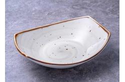 China 12 Inch Boat Shape Deep Salad Ceramic Dinner Plate With Rim supplier