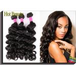 Grade 5A Virgin Brazilian Hair Extension Natural Wave , Natural Black Human Hair for sale