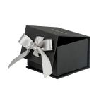 Custom Logo UV Coating Cardboard Flip Ring Earring Packaging Box with Ribbon Design for sale