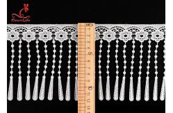China 12Cm Polyester Water Soluble Lace Chemical White Fringe Tassel Embroidered Trim Ribbon supplier