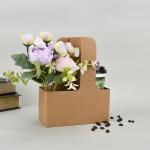 Kraft White Corrugated Handheld Cup Carrier Corrugated Packaging for Cups and Flower for sale