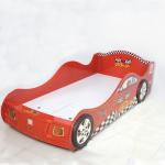 Cartoon Bedroom / Kids Playroom Furniture Children Racing Car Bed With LED Lights for sale