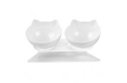China Sustainable Customized Ceramic Double Cat Bowl Multifunctional supplier