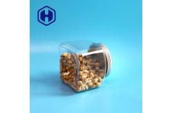 China Bpa Free 1000ml Short Grip PET Square Plastic Jar With Aluminum Lid supplier
