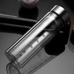 Portable Double Wall Glass Water Bottle With Strainer / Rubber Seal Durable