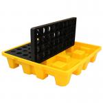 220L IBC Plastic Spill Pallets 55 Gallon Drum Containment Yellow for sale