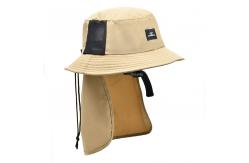 China Custom Logo Fisherman Bucket Hat 100% Poylester With Scarf Protection On Sun supplier