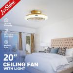 1stshine 20-inch Low Profile Gold Ceiling Fan with LED Light and Wall Control Switch for sale