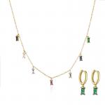 Zircon 18K Gold Jewelry Set Stainless Steel Gold Plated OEM ODM for sale