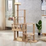 Cat ToysCustom Sizes Wooden Cat Tree with Scratcher Houses and Playing