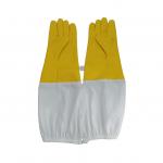 Yellow PU Gloves For Beekeeping with white cloth sleeve Beekeeping safety gloves with long cuff for sale