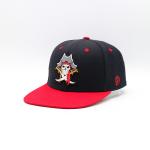 Hip Pop Flat Brim Snapback Hat 3D Embroidered Black And Red for sale