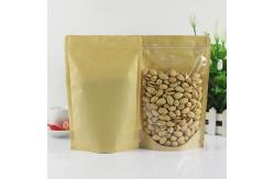 China Paper Recyclable Biodegradable Stand Up Pouches Transparent Window Brown With Zipper supplier