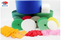 China Coloured polyester Dots / Circle hook and loop tape for sewing , Strong Sticky supplier