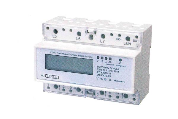 Three Phase Four Wires Din Rail KWH Meter Active Energy With LCD Display