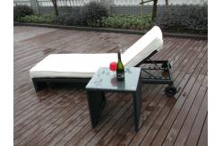 China PE Rattan Sun Lounger , Cane Beach Lounge Chair With Side Table supplier