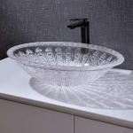 Oval Shape Wash Basin Bowl Counter Top Crystal Clear Vanity 530mm Length for sale