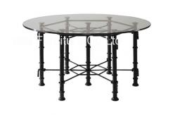China Stainless Steel Leg Round Commercial Restaurant Tables Modern Glass Top supplier