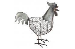 China Metal Chicken Wire Decorative Standing Provence Rooster Basket 18 Inch supplier
