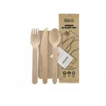 160mm wooden knife fork spoon set paper includes napkin wooden disposable cutlery for sale