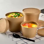 Biodegradable Disposable Kraft Paper Food Packaging For Cookies Paper Noodle Bowl for sale