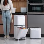 High Quality Household Kitchen Special Movable Wheelie Bin Height Dry and Wet Sorting Separation Bin Trash Can for sale