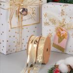 Valentine's Day Decoration Snow Gauze Gift Cake Flower Packaging Ribbon Tie with White Gilding for sale