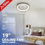 360 Degree Rotation LED Ceiling Fan With Swing Head , Indoor Bedroom Fan Light for sale