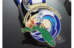 China Customized Taekwondo Or wrestling Metal Award Medals with Sublimated Ribbon supplier