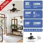 1stshine Black Traditional PC Hidden Blades Ceiling Fan with Remote 2- Lighting Solutions