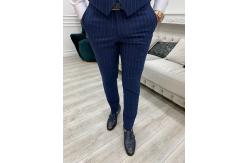 China Mens Striped Sax Slim Fit Three Piece Tuxedo For Wedding supplier