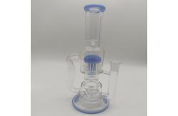 China Clear Straight Tube Bongs Blue Transparent  12 - 18 Inches supplier