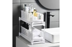 China Double Tiers Plastic Pantry Shelves PP Shelf Plastic Kitchen Rack supplier
