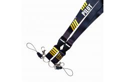 China Safety Warning Custom Printed Lanyard Yellow Stripes Reinforced Stitching Detachable Keychain supplier