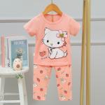 Versatile Design Children'S Summer Pajamas / Pink Cat Pyjamas Breathable for sale