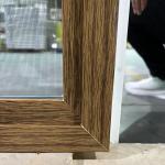 American PVC Sliding Windows Custom Manufacturing Wood Texture Inside + White Outside Screen Windows for sale