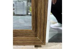China American PVC Sliding Windows Custom Manufacturing Wood Texture Inside + White Outside Screen Windows supplier