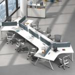 White L Shape Modular Open Space Desk 6 Person Office Workstation for sale